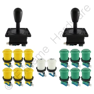 2 Spieler Arcade Control Kit 2 Bat Top Joysticks 14 Tasten gelb/grün JAMMA Pi - Bild 1 von 1