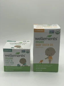 2x Wellements Organic Baby Teething Tooth Oil 0.5 oz And Chest & Foot Rub 1.8 oz - Picture 1 of 5