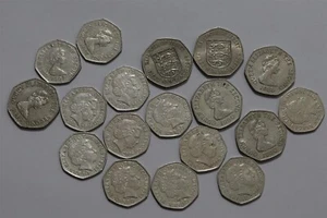 🧭 🇯🇪 JERSEY ISLAND 50 PENCE MASSIVE LOT B64 #97 - Picture 1 of 2