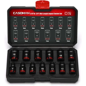 13 PCS 3/8" Drive Mid-Length Impact Socket Set 12-Point Metric 7mm-19mm CR-MO - Picture 1 of 6