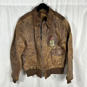 WWII A-2 Flight Jacket Patched Southeast Training Comm Leather Back Wing Patch - Picture 1 of 13