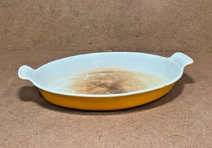 vtg Le Creuset #30 Orange Yellow Enameled Cast Iron Au Gratin Oval Baking Dish - Picture 1 of 8