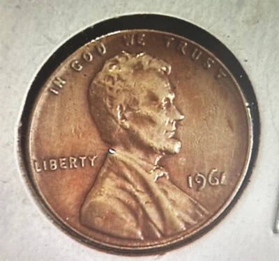 1961-No Mint Mark LINCOLN PENNY CENT-SLANTED 1 - Image 1 of 3
