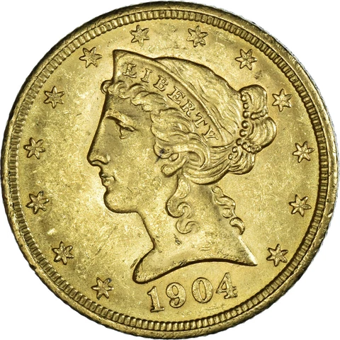 [#373746] Coin, United States, Coronet Head, $5, Half Eagle, 1904, U.S. M, int Cover