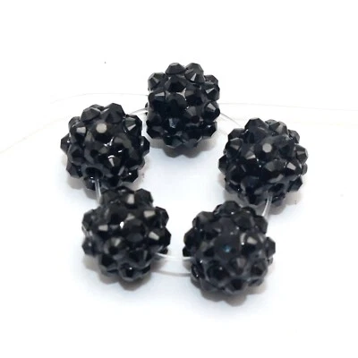 20 cuentas de bola de discoteca pavé de diamantes de imitación acrílico brillo negro espaciador de 12 mm Foto 1 de 4