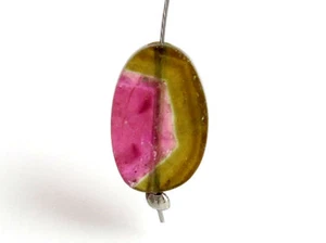 3,35 ctw Natürliche Wassermelone Turmalin Scheibe Mitte Gebohrt Edelstein Perle - Bild 1 von 6