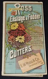 1880's THE CELEBRATED E.W. ROSS CO ENSILAGE FODDER CUTTERS ADVERTISING CATALOGUE - Picture 1 of 4
