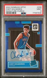 2022-23 Donruss Optic Chet Holmgren Rated Rookie On Card Auto Thunder Purple RC - Picture 1 of 3