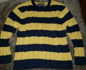 The childrens place Sweater navy & Yellow Striped Size Medium 7/8 - Picture 1 of 12