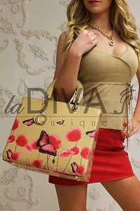 Tasche BUTTERFLY beige rot mit Anhänger Leder-Optik ღƸ̵̡Ӝ̵̨̄Ʒღ %SALE% OVP 54,90€ - Bild 1 von 2