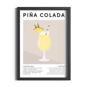 Pina Colada Estampado de Cóctel Cocina Pared Arte Bar Decoración Comedor Póster Regalo - Imagen 1 de 59