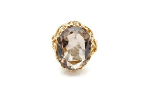 10k Yellow Gold Smoky Quartz Ring Size 7.5 - Picture 1 of 12