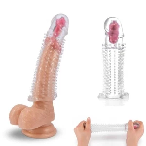Add 2" Vibrating Penis Extension Extender Cock Sleeve Girth Enhancer Enlarger - Picture 1 of 10