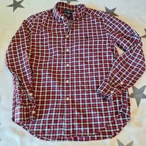 Ralph Lauren Youth Medium (10-12) Red White Plaid Button Down Shirt Checkered - Picture 1 of 8