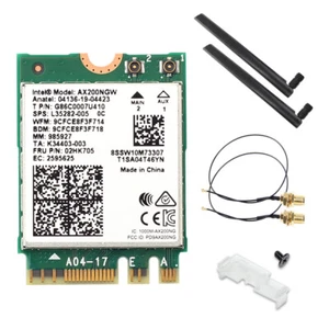 Scheda di rete wireless Wifi 6 Intel AX200 NGFF M.2 Dual Band BT 5.2 con antenne - Foto 1 di 9