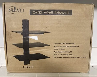 WALI Floating Wall Mounted Shelf with Strengthened Tempered Glasses for DVD TV 3 - Image 1 of 4