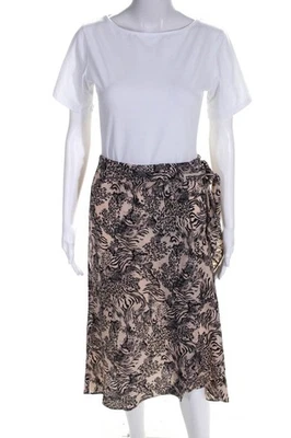Just One Answer Womens Animal Print Wrap Skirt Beige Size Small - Image 1 of 4