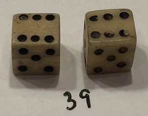 Authentische Bürgerkriegszeit Paar Knochen (Rinder) Würfel 1/4 Zoll - Bild 1 von 4