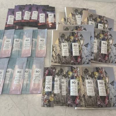 Lote de 22 muestras R+Co, piedras preciosas, sunset blvd, en una nube champú acondicionador mascarilla Foto 1 de 4