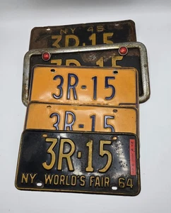 New York-1945-46, 1964 Worlds Fair, 1973-Lot of 5 Auto Car License Plates-3R-15 - Picture 1 of 11