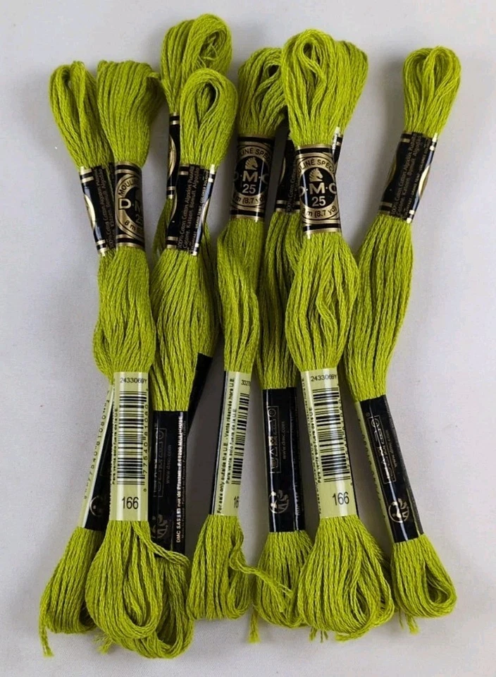 DMC 6-Strand Embroidery Cotton- 117-166 Med Light Moss Green - 9 Skeins 8.7yd - Image 1 of 1