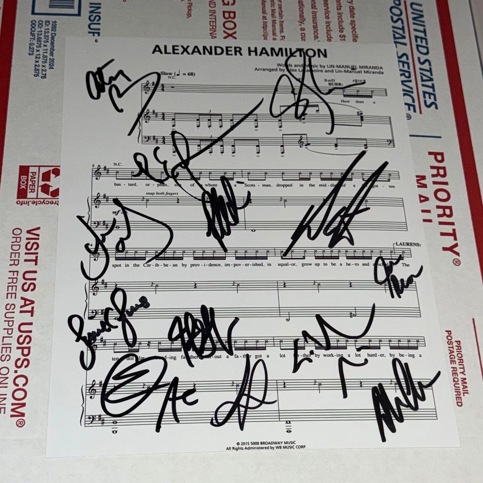 Hamilton Cast Signed Alexander Hamilton Lyric Music Sheet 1 - Image 1 of 1