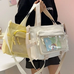Solid Color Shoulder Bag Large Capacity Messenger Bag Student Women Girl - Picture 1 of 12