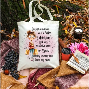 Canvas Tote, Just A Woman/Colored Handles/Personalize/12x14"/(Tote39) - Picture 1 of 1