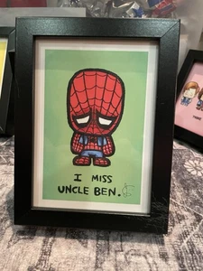 JSalvador’s SuperEmoFriends signed framed art print Spiderman “I Miss Uncle Ben” - Picture 1 of 3
