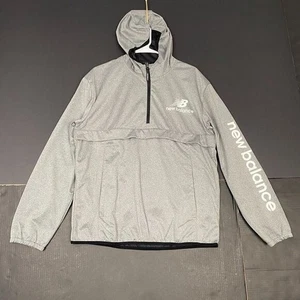 New Balance Mens Size L 1/4 Zip Water Resistant Soft Shell Hooded Jacket Gray - Picture 1 of 12