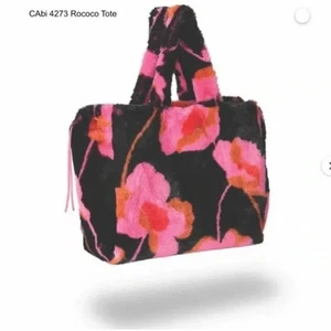 Cabi 4273 Rococo Tote Bag Faux Fur Pink & Black Poppy Floral NEW! - Picture 1 of 17