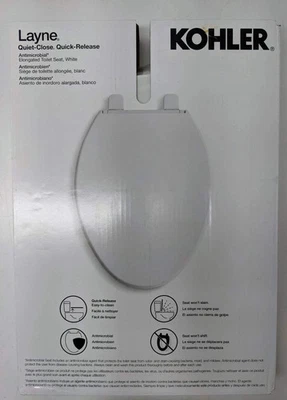 Kohler Layne QR R34069-0 Elongated Toilet Seat Quiet Close Antimicrobial White - Image 1 of 2