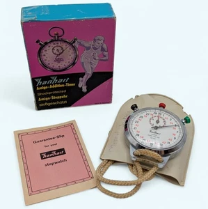 Vintage Hanhart Super 1/10 Back Winding Stop Watch TESTED WORKS GREAT - Picture 1 of 7