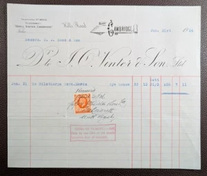 J.O. 1936 Factura de Cambridge Vinter Coal Merchants Hills Road - Imagen 1 de 1