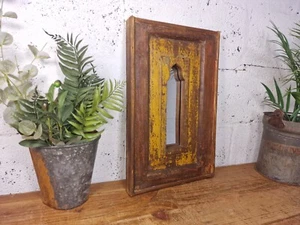 Vintage Rustic Reclaimed Indian Temple Wooden Bathroom Hallway Wall Mirror - Picture 1 of 8