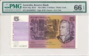 Reserve Bank Australia $5 ND(1991) PMG 66EPQ - Picture 1 of 3