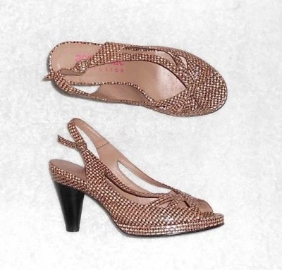 ACCESSOIRE DIFFUSION sandales cuir « effet pied de poule » P 36 TBE - Photo 1/4