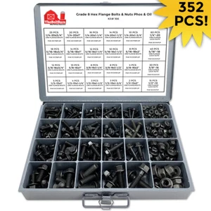 Grade 8 Flange Frame Bolt Screws & Flange Nut Fasteners Assortment Kit Black - Picture 1 of 3
