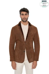 7.5K ISAIA NAPOLI Brown Jacket Coat 100% Suede Lambskin / Fur 36 US / 46 EU - Picture 1 of 7