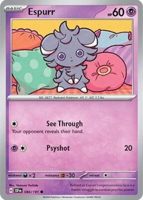 Pokemon SV08 Surging Sparks Espurr 084/191 - Image 1 of 3