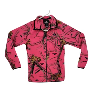 Mossy Oak Girls Pink Camo Fleece Jacket Full Zip Womens S 4-6 - Picture 1 of 9