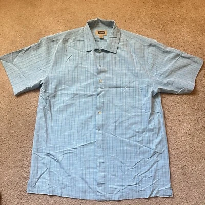 Foundry Shirt Large Mens LT Tall Blue White Striped Button Down Short Sleeve - Image 1 of 4
