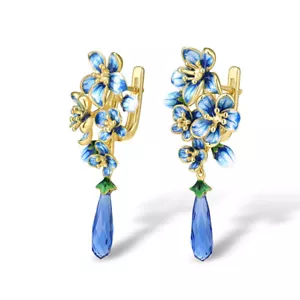 Gorgeous 18k Yellow Gold Plated Drop Earrings Cubic Zircon Women Jewelry A Pair - Bild 1 von 6