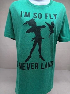 DISNEY WOMENS LARGE GREEN I'M SO FLY PETER PAN TINKER BELL SHORT SLEEVE T-SHIRT - Picture 1 of 10