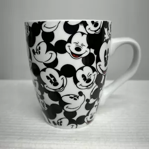 Disney Mickey Mouse Faces All Over Print Black White & Red Coffee Mug EUC - Picture 1 of 7