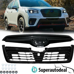Fit 2019 2020 2021 Subaru Forester Mesh Gloss Black Front Bumper Grille Grill - Picture 1 of 15