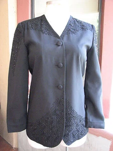 Chad Stevens Size 10 Black Beaded Evening / Cocktail Jacket ADORABLE - Picture 1 of 5