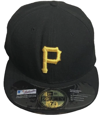 New Era 59 Fifty Baseball Fitted Cap Pittsburgh Pirates Black Men's Size 7 5/8 - Image 1 of 4
