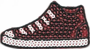 1 1/2" x 2 3/4" Sequin High Top Red White Sneaker Patch - Picture 1 of 1