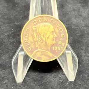 1954 Mexico 5 Centavos Josefa " With Dot " Key Date brass Coin - Picture 1 of 2